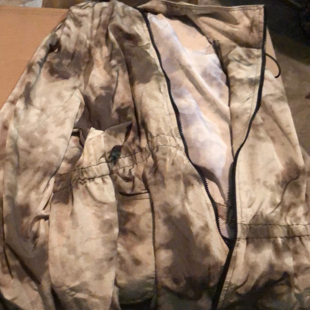 New never worn long olive windbreaker jacket
